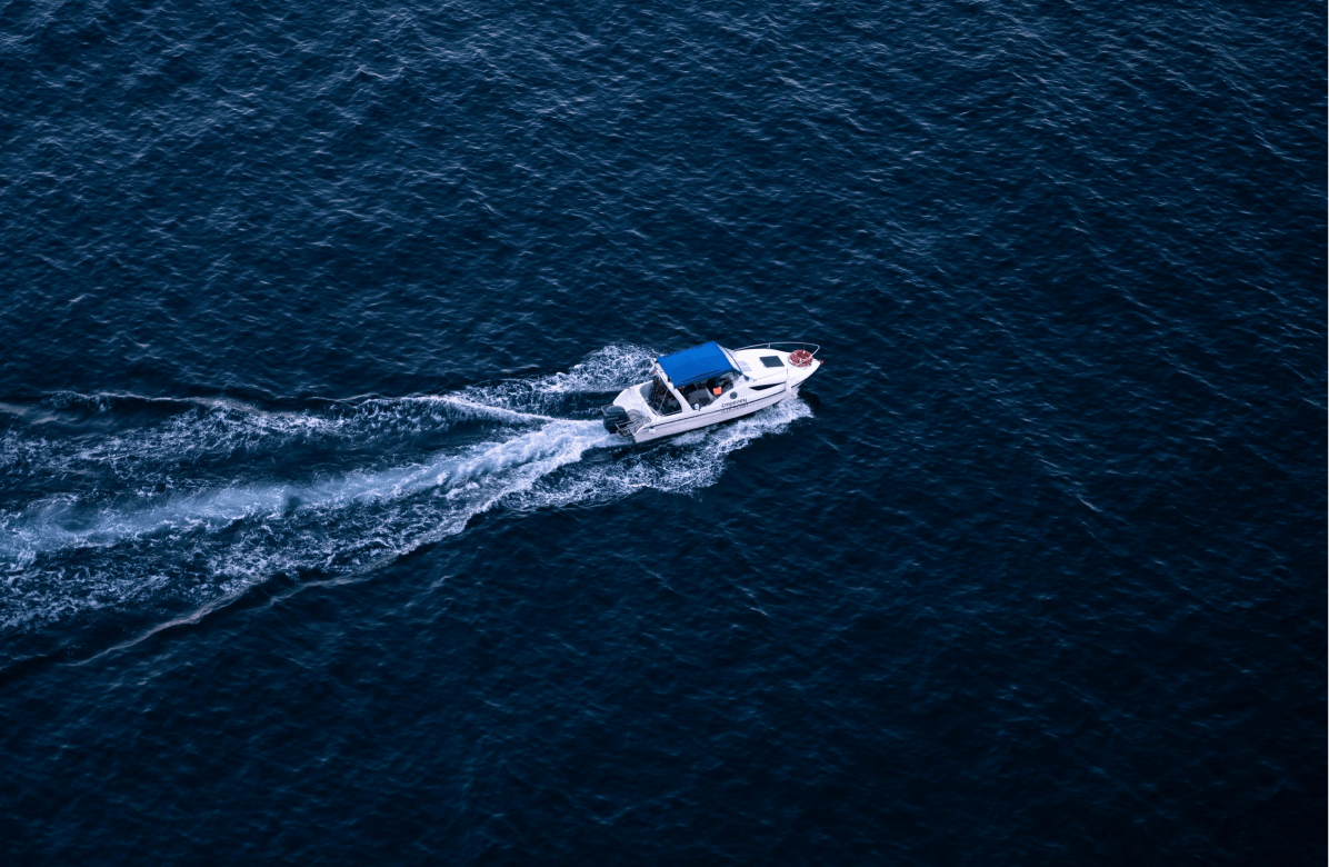 A lone boat out in the water