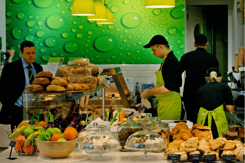 A man serving a customer